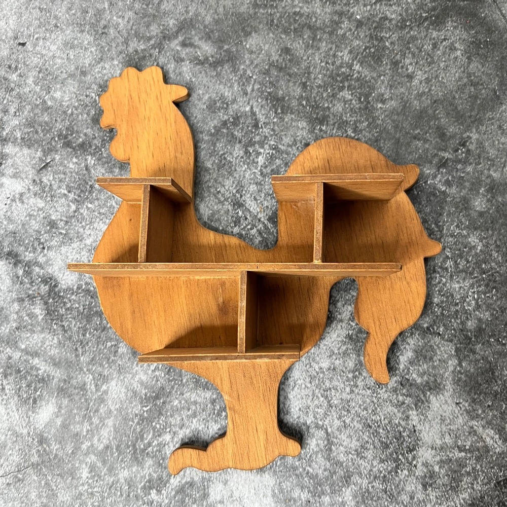 Vintage Small Wooden Rooster Trinket Shelf | Chicken Farm